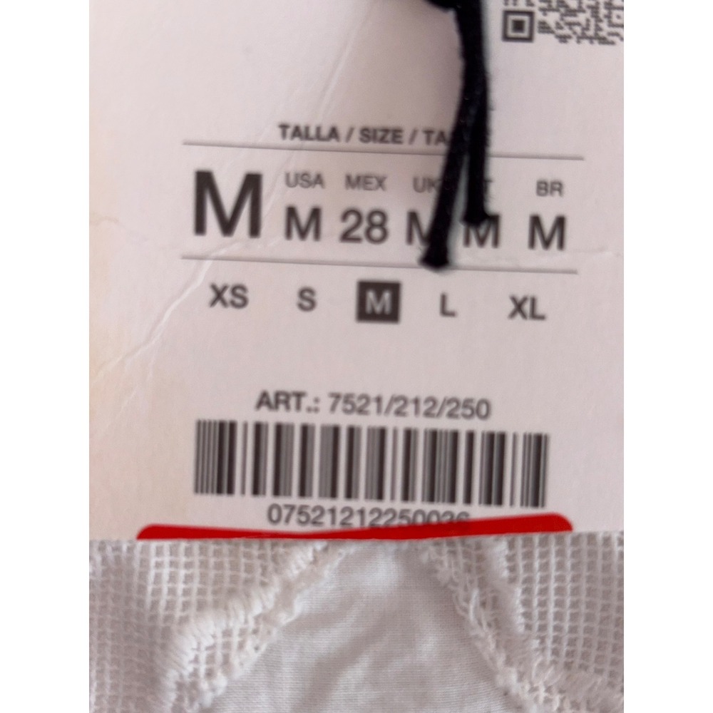 Zara Linen Midi Dress medium White New Embroidered Scallop Spaghetti Strap - Picture 12 of 16